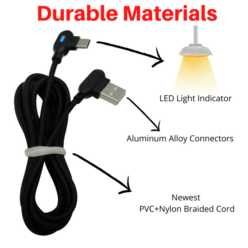1/2/3X 6FT 90 Degree Angle Type-C Cable USB-C Fast Charger Data Cord For Samsung gallery