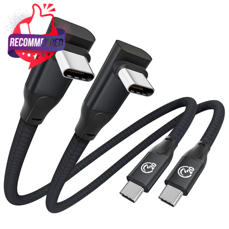 Usb C 90 Degree Cable 1ft 2pack, 90° Short Usbc To Usbc 3.2 Gen 2×2 20gbps Data