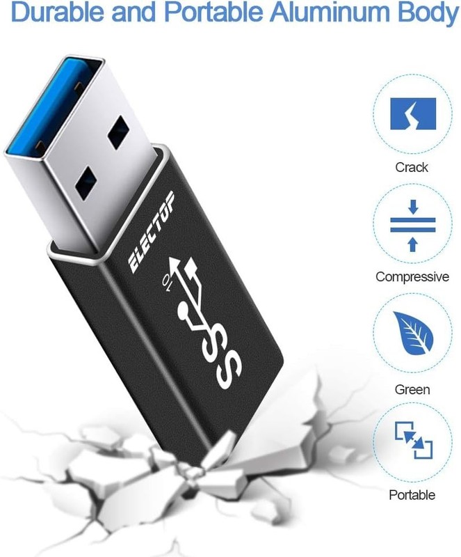 USB A to C Adapter 10Gbps 3.1 Gen 2 Male to Female Converter Black gallery