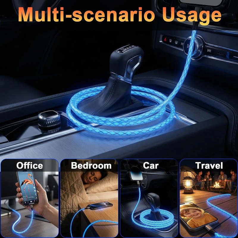 Led Light Up USB A to USB C Cable, Type C Charger Fast Charging for iPhone 17/16 gallery