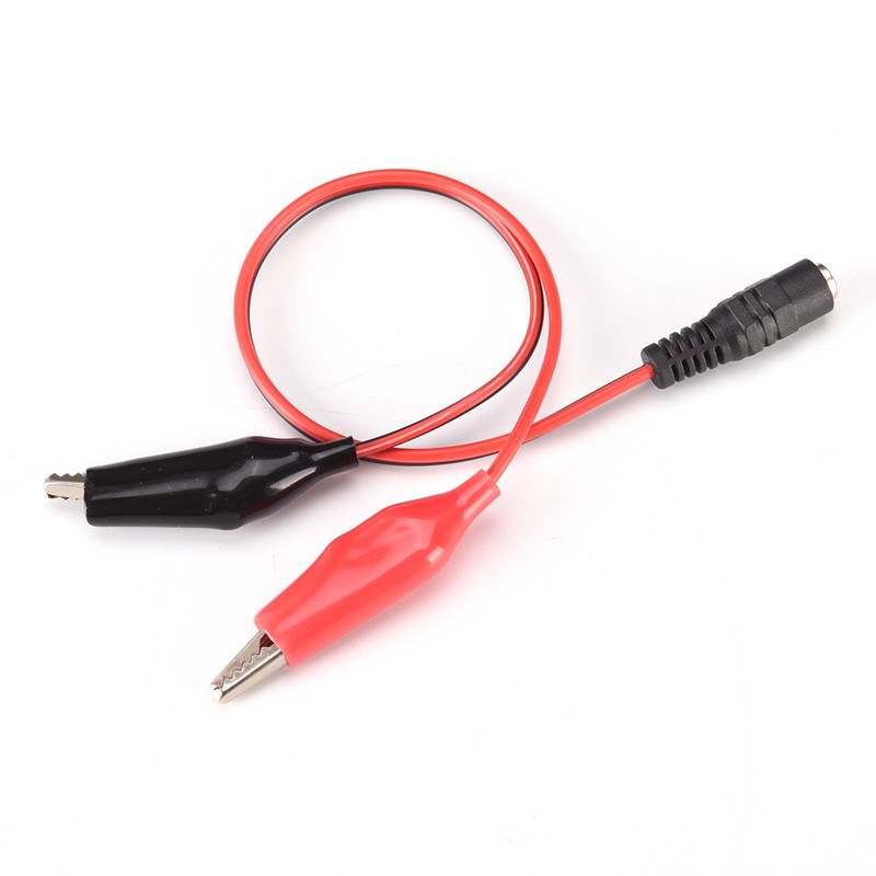 DC 5.5mm x 2.1mm DC Female/Male Jack Connector to 2 Alligator Clip Power Ca.t2