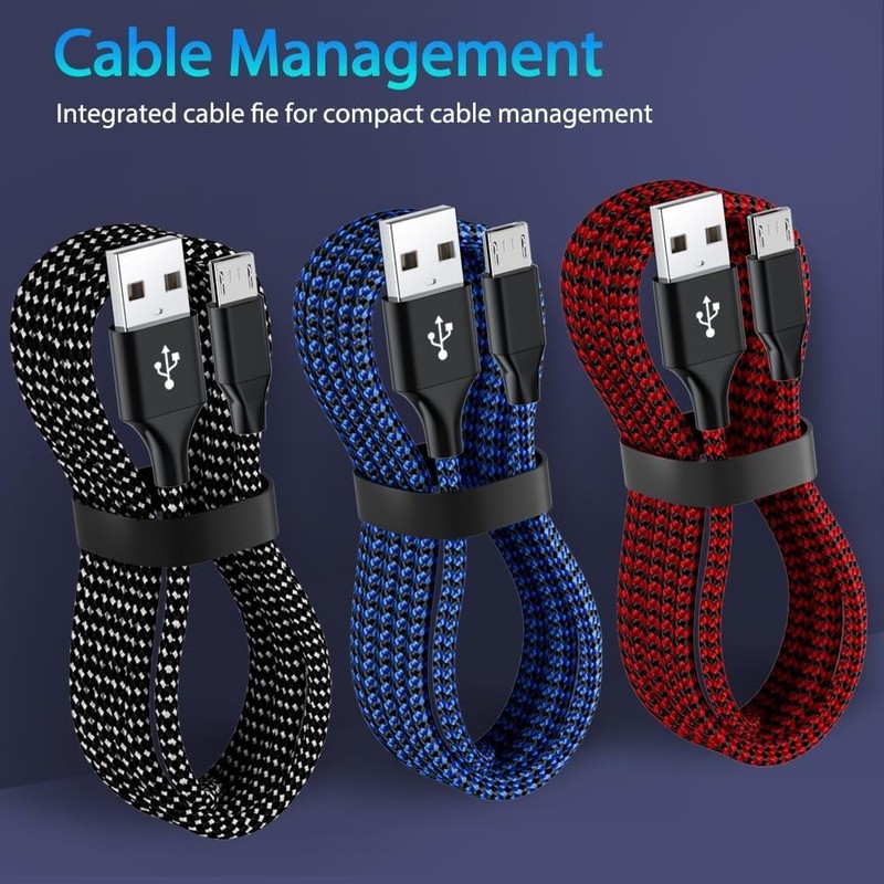 Colorful 6FT Braided Micro USB Charging Cables - Quick Charge, Durable Design gallery