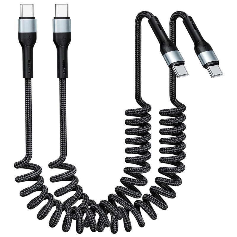 USB C to C Cable 3Ft 2Pack Coiled USB C Charger Cable for Car Type C Fast Chargi gallery