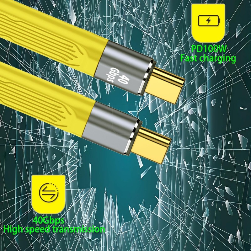 BENACES Short Flat USB C Charging Extension Cord, 5 Inch Yellow Type C Male t... gallery