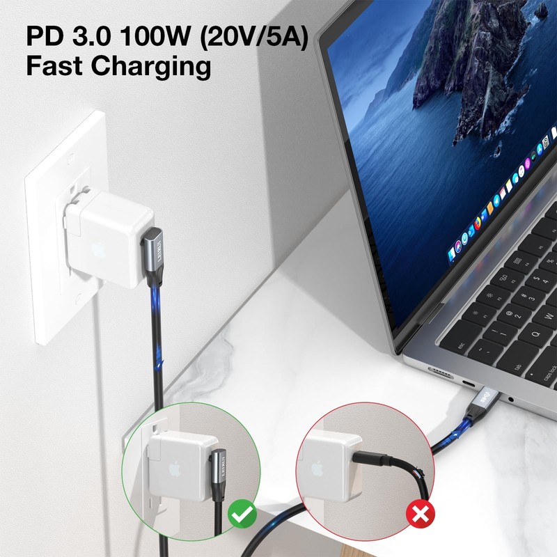 USB C Cable 90 Degree, 20Gbps Down Angle USB C 3.2 Gen2x2 Data Transfer Cable... gallery