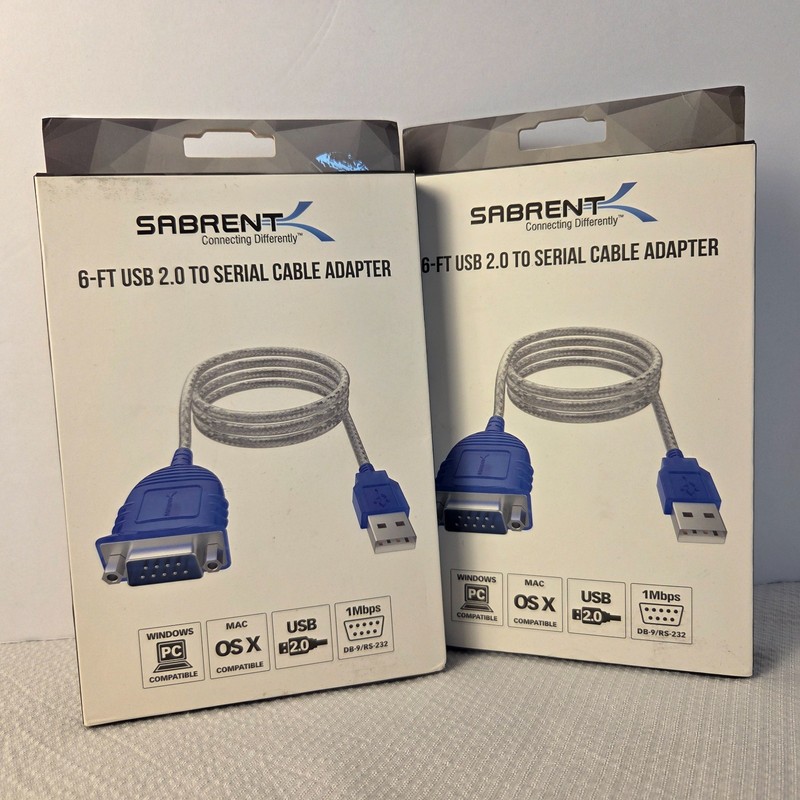 Lot of 2 Sabrent 6-FT USB 2.0 to Serial Cable Adapter