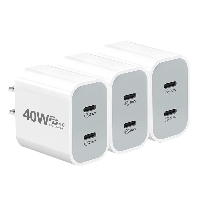 3 Pack 40W PD Fast Charger Block USB C Charging Cable For iPhone 17 16 15 14 13