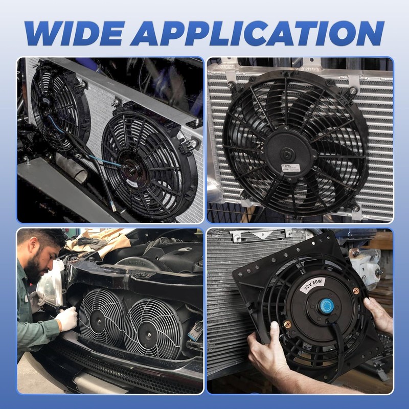 7 inch Universal Electric Radiator Slim Fans Push Pull 12V 80W Mounting Kit gallery