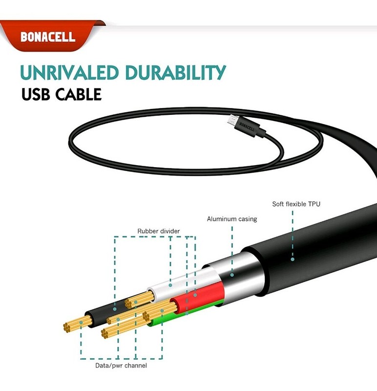 Lot of 6 Bonacell Micro USB Cable 3ft Premium Android Cable 2.0 A Male/Micro B17 gallery
