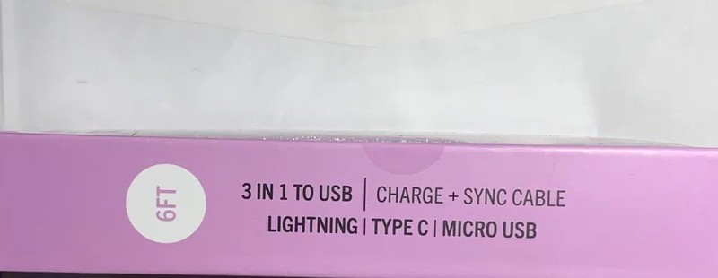 3 In 1 To USB , Quick Charge & Sync Cable, Rare Fancy Metallic Finish, 6 FT gallery