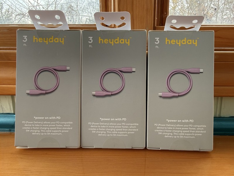 NEW 3pk of 3 ft USB-C to USB-C FAST CHARGING soft-touch Cable - heyday Lavender gallery