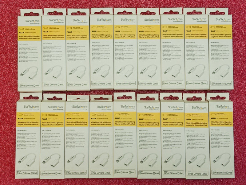 USB Micro-B to Apple iPhone 8-Pin Lightnin White Adapter - IP5-AD12 - Lot of 18