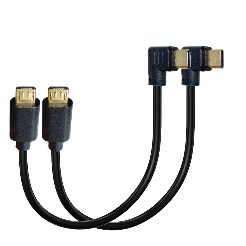 2 PCS Mini/Micro USB to USB C Cable 2.5FT Right Angled 10Gbps Data Transfer