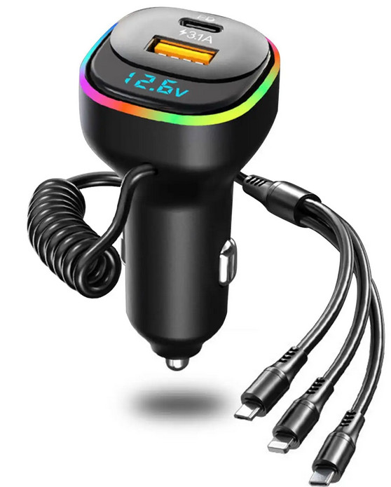 3in1 Charging line Multifunctional vehicle Fast Charging Adapter With iPhone 15
