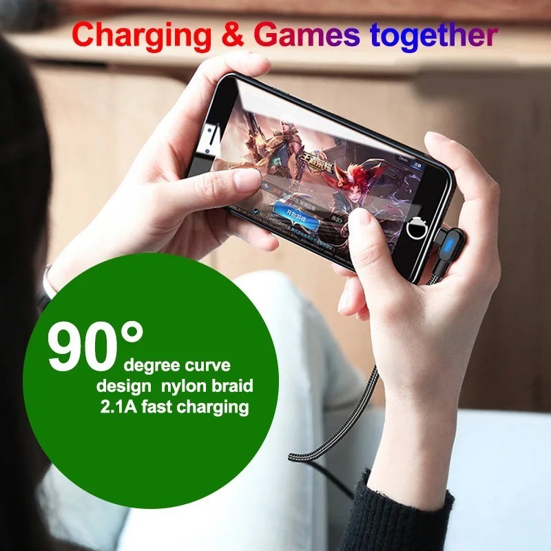 90° Elbow Phone Charger Cable Fast Charging Type-C & Micro USB for iPhone gallery