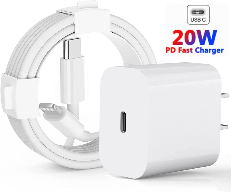 20W USB-C Power Adapter PD Fast Charge Cable For iPhone 14/13/12/11 Pro Max/iPad