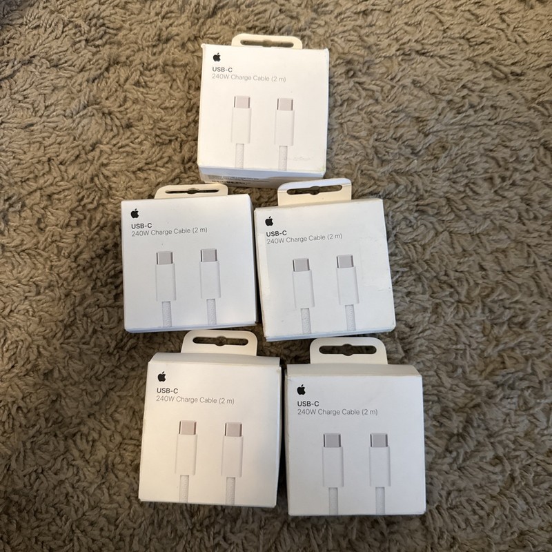 Lot of 5 Genuine Apple 240W USB-C Woven Charging Cables 2m OEM- A1