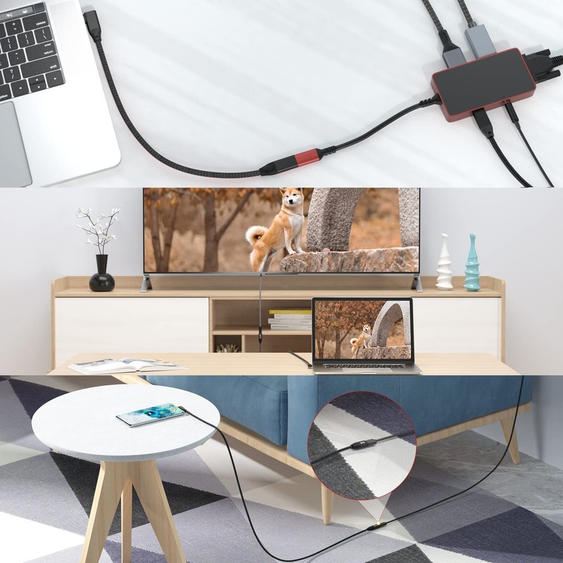 JavicTech USB C Extension Cable Right Angle 0.3M/1FT, 90 Degree 1ft, Black gallery