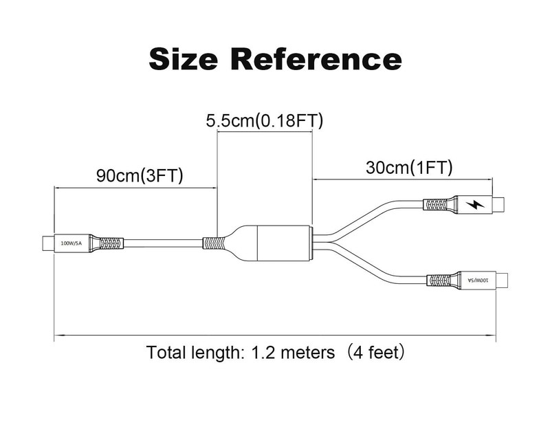 4FT 2 in 1 100W USB C to Dual Type C Fast Charging Cable,iPhone 15 USB C to D... gallery
