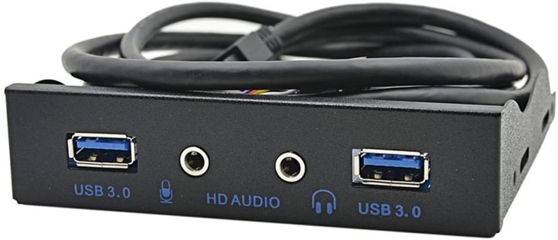 3.5″ Floppy Bay High Speed 5 Gbps 20Pin 2 Port USB 3.0 Hub HD Audio 3.5mm Ear…