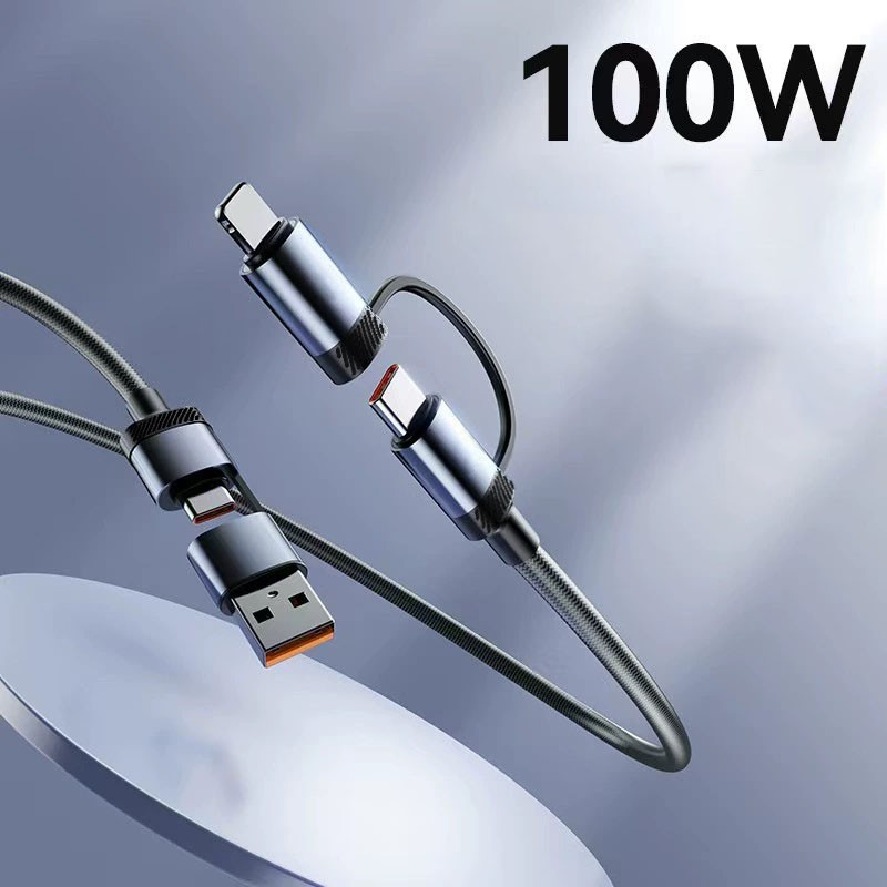 4 In 1 Multi-USB Charging Cable - MAX 100W Fast Charging/With USB-A + Type-C New gallery