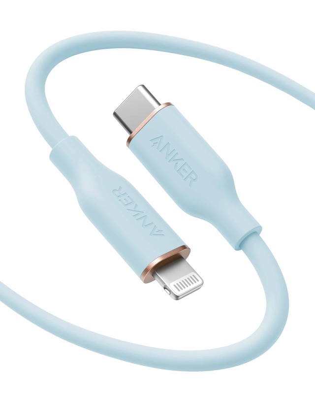 Anker 641 USB-C to Lightning Cable Blue MFi Certified (6ft, Flow, Silicone)