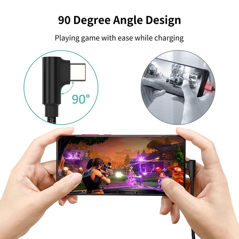 1ft Right Angle USB C Cable Fast Charging, 3 Pack 90 Degree Angled 1FT, USB-C gallery