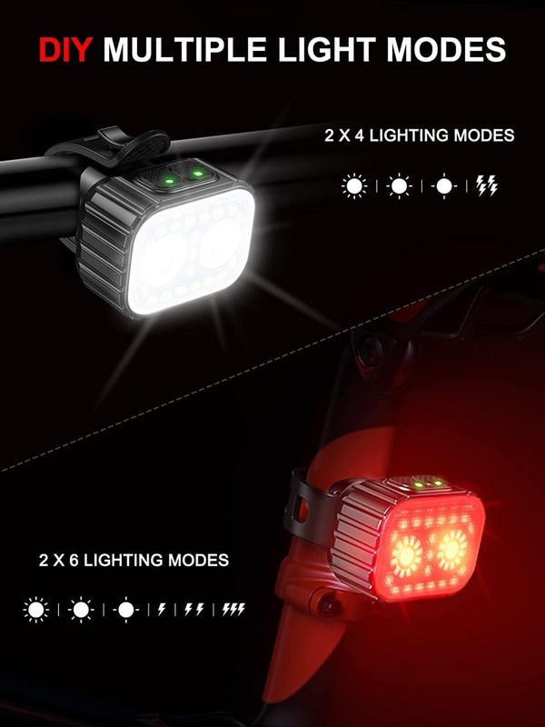 Bike Lights Super Bright, Rechargeable Bicycle Lights Set Multiple Modes, Wat... gallery