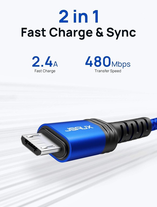 Universal 6.6FT Micro USB Charging Cable Set - Fast Data Transfer, Tangle-Free gallery
