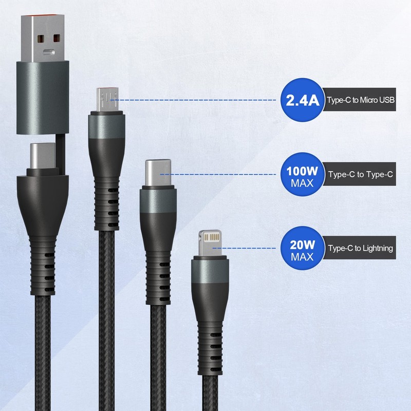 100W USB C to Multi Fast Charging Cable 10 feet A C Universal Power Wire gallery
