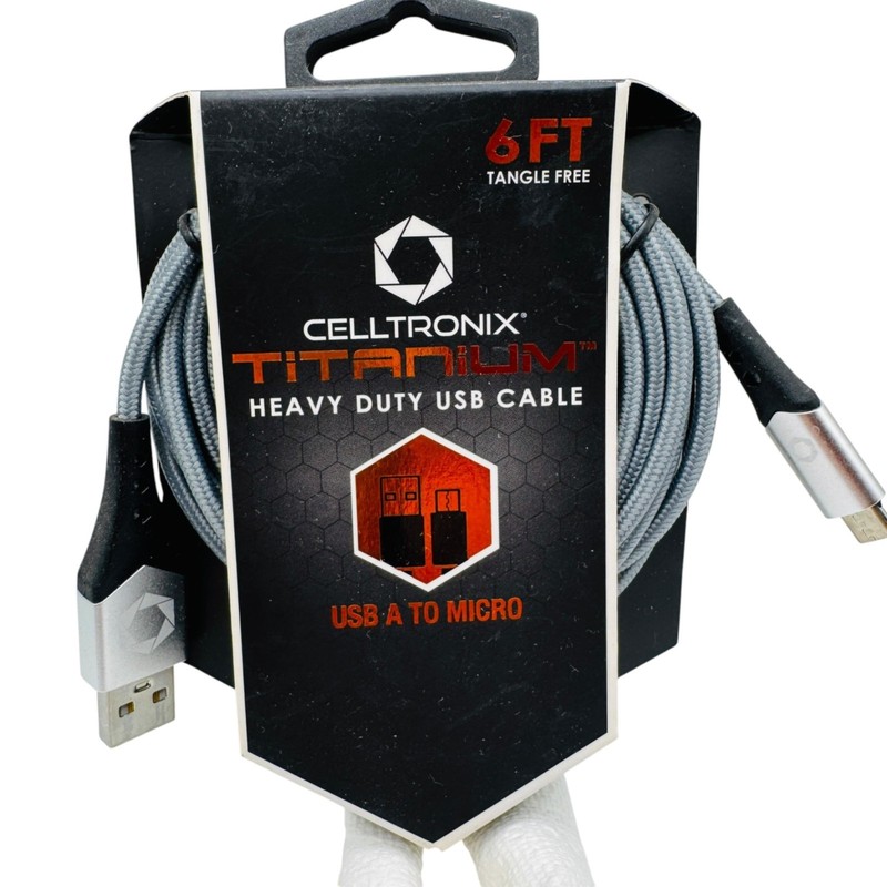 Celltronix Titanium 6 Ft Heavy Duty USB A To Micro USB Charging Data Cable Gray