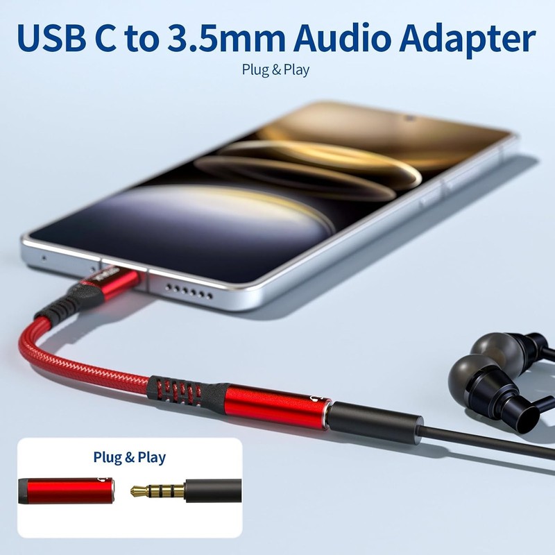 USB C to 3.5mm Aux Adapter Headphone Jack Dongle for iPhone Samsung iPad Grey gallery