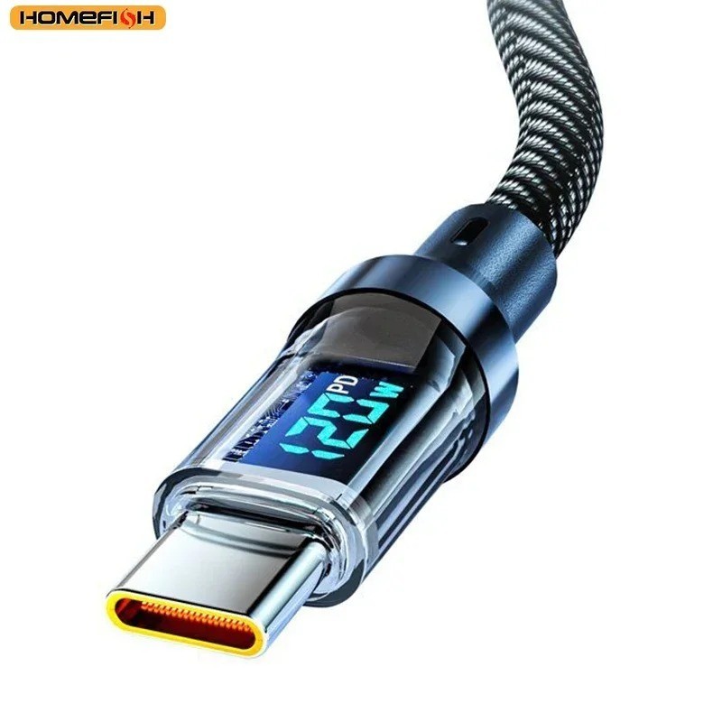 HOMEFISH 60W USB-C Cable Digital Display Braided Fast Charging 120W Max Compati gallery