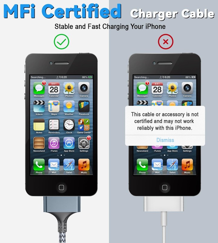 Herfair USB to 30 Pin Charger Cable Nylon Braided Charging Cord 1M/3FT gallery