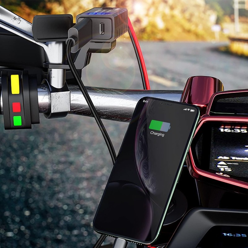 Motorcycle USB Charger SAE to USB Adapter Type C and Quick Charge USB 3.0 gallery