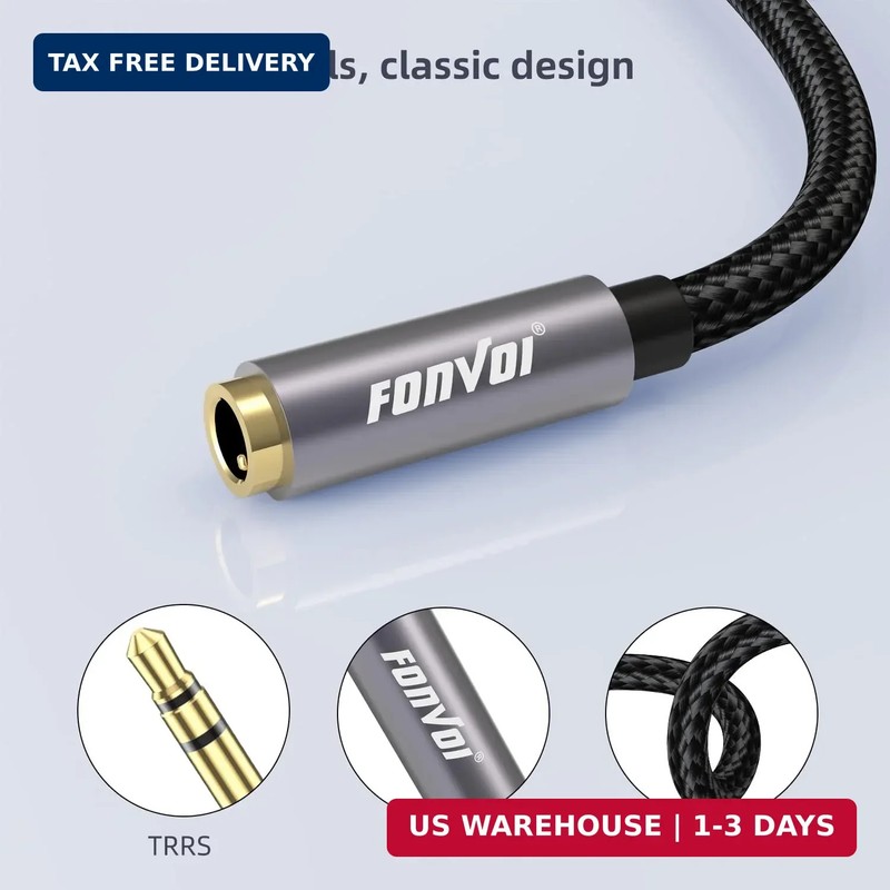 20FT 3.5mm Aux Jack Audio Extension Cable,Male to Female,TRS Headphone Extension gallery