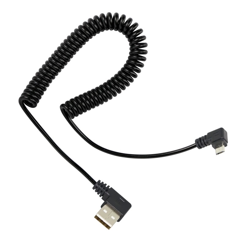 Coiled Micro USB Male to Right Angle A Male Spring Spiral Cable 1.473.94FT