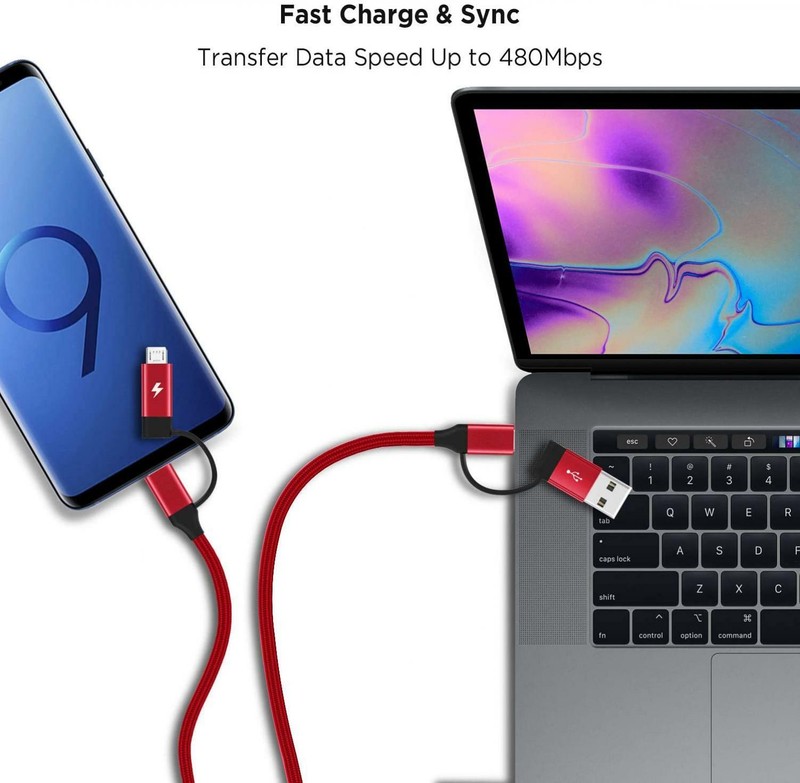 4-IN-1 USB-C CABLE FAST CHARGER POWER CORD WIRE for iPHONE iPAD PHONES TABLETS gallery