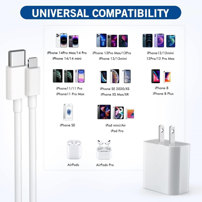 For iPhone 16 15 14 13 12 11 XR 8 Android Fast Charger Type C Cable 20W Adapter gallery