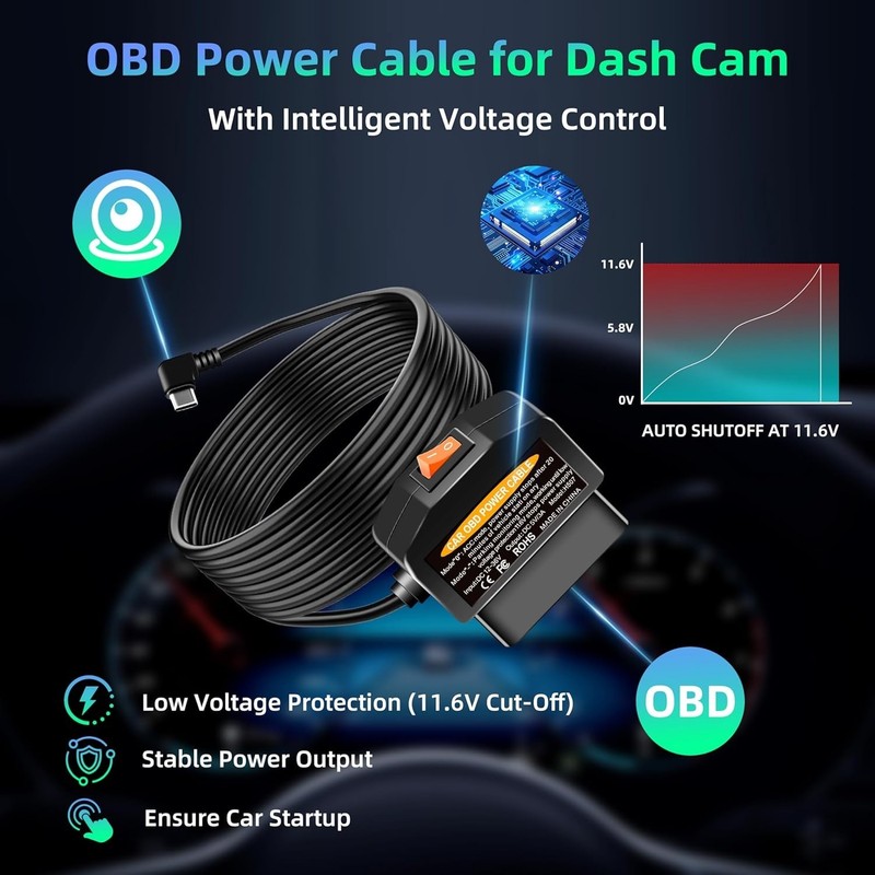 XMSJSIY OBD Power Cable for Dash Camera Type C OBD2 Power Cable Adapter Hardwire gallery