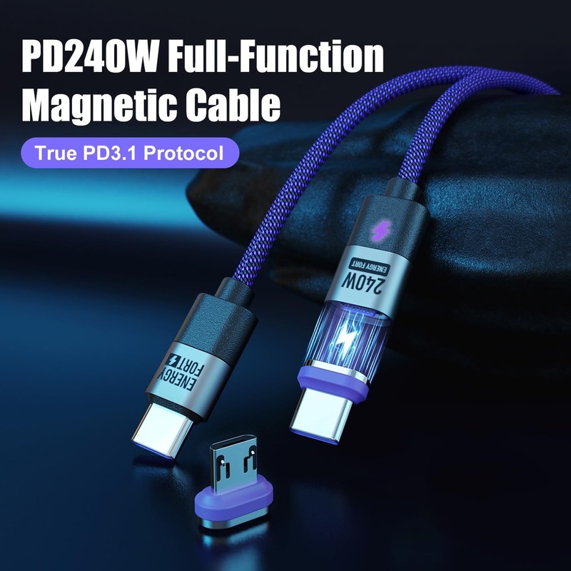 240W USB C Magnetic Charging Cable 3.9 ft/1.2m, PD3.1 48V/5A Fast Charging Ma... gallery