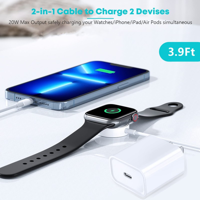 Magnetic USB C Cable Fast Charger Block For iPhone iWatch 9/8/7/6/5/4/3/2/1/SE gallery