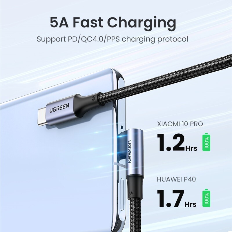 UGREEN 100W USB C To Type C Cable 90 Degree PD Fast Charging Gaming QC Data Cord gallery