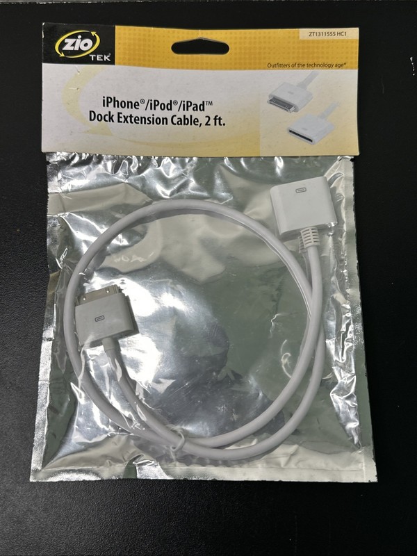 Ziotek Dock Extension Cable For iPhone, iPod, iPad 2 Ft New Sealed gallery