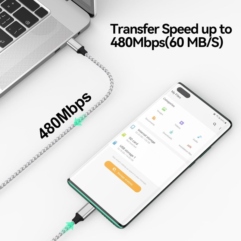 USB C to Micro USB Cable 1ft, 16W Charging & 480Mbps Data Transfer USBC Type C t gallery