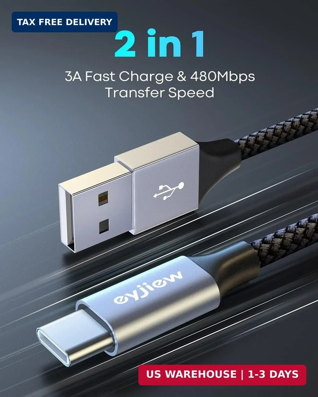 Short USB C Cable 1.5FT [3Pack], 3A Fast Charging 18 Inch USB a to Type C Charge gallery