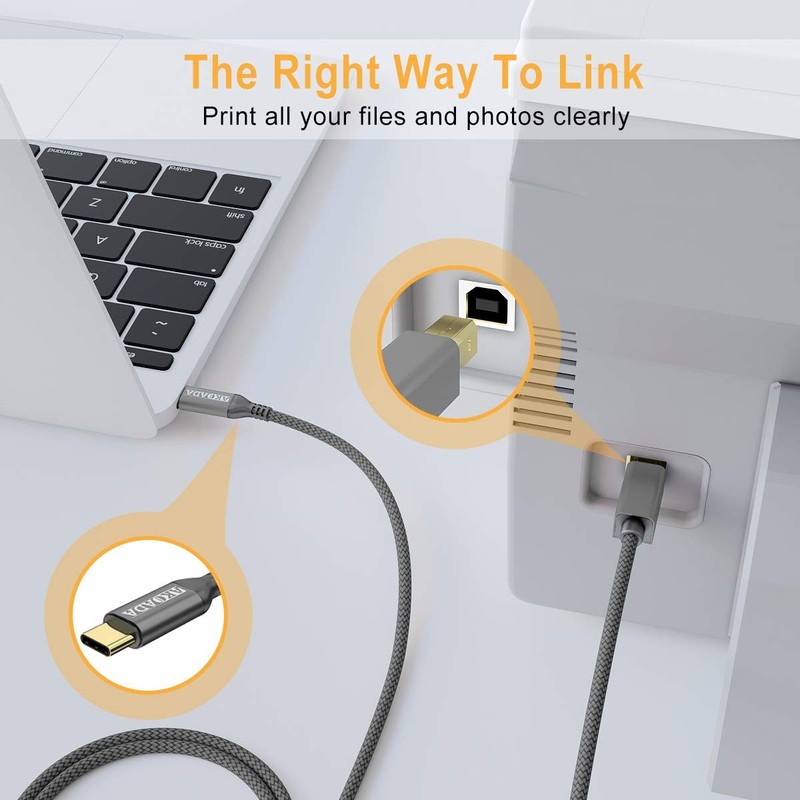 USB C Printer Cable 15ft, USB B To USB C Cable Compatible With MIDI, Piano, M... gallery
