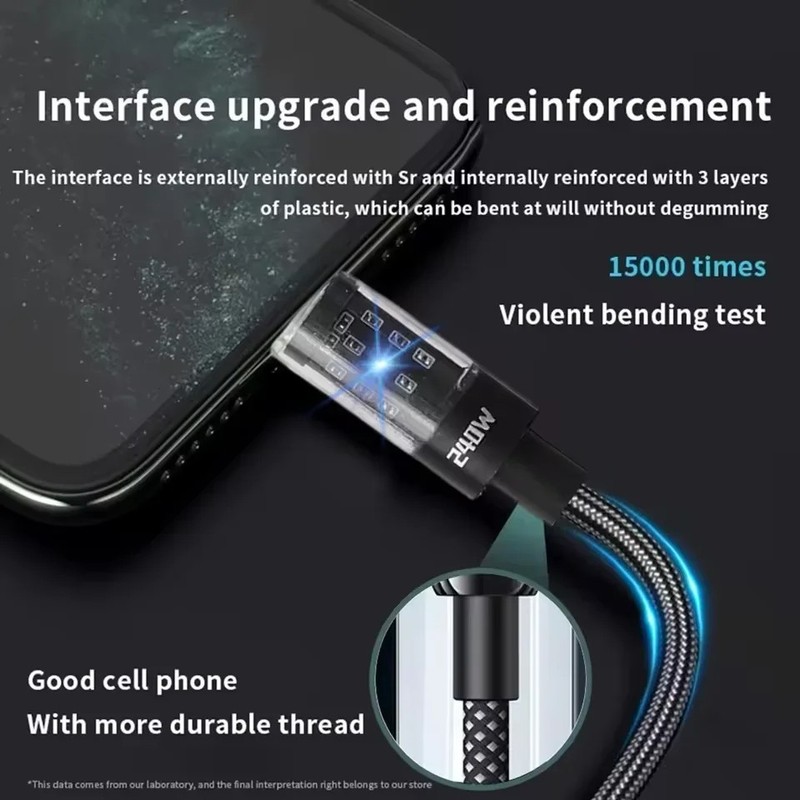 240W USB Type C Fast Charging Cable with LED Display Nylon Cord gallery