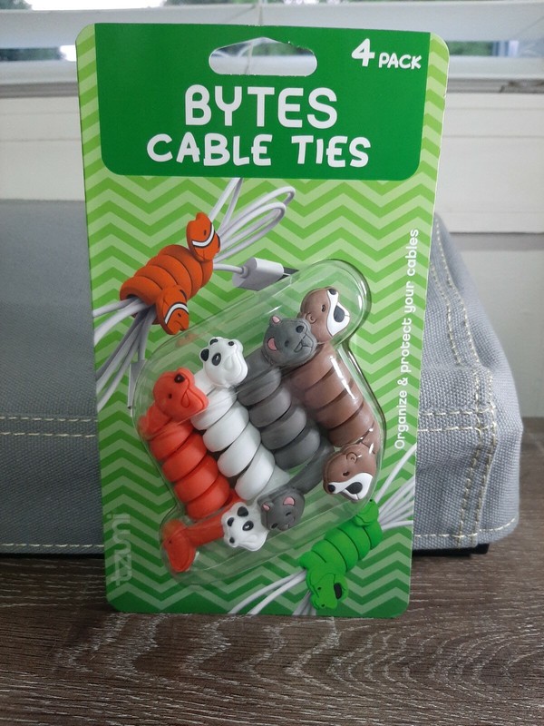 (1) Tzumi Bytes Cable Ties 4-pack (4 different Cable Ties Characters). New
