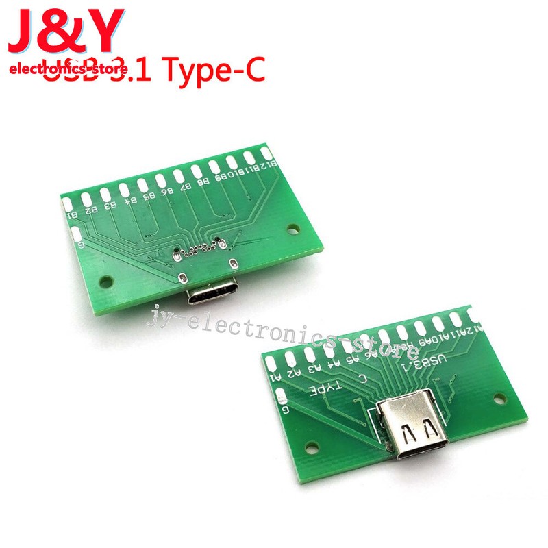 24Pin USB 3.1 Type C Female Plug Socket Connector SMT Type + PCB Board For DIY gallery